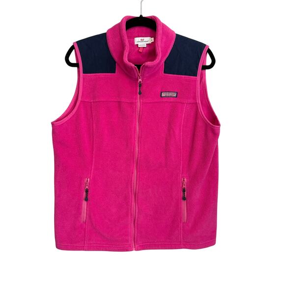 Vineyard Vines Sweaters - Vineyard Vines Sweater Vest Womens XL Pink Sleeveless Shep Fleece Zip Nautical